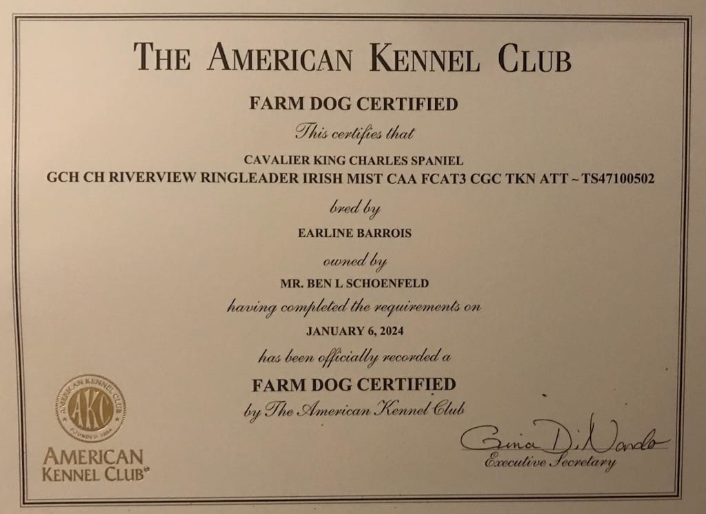 Farm Dog Certificate